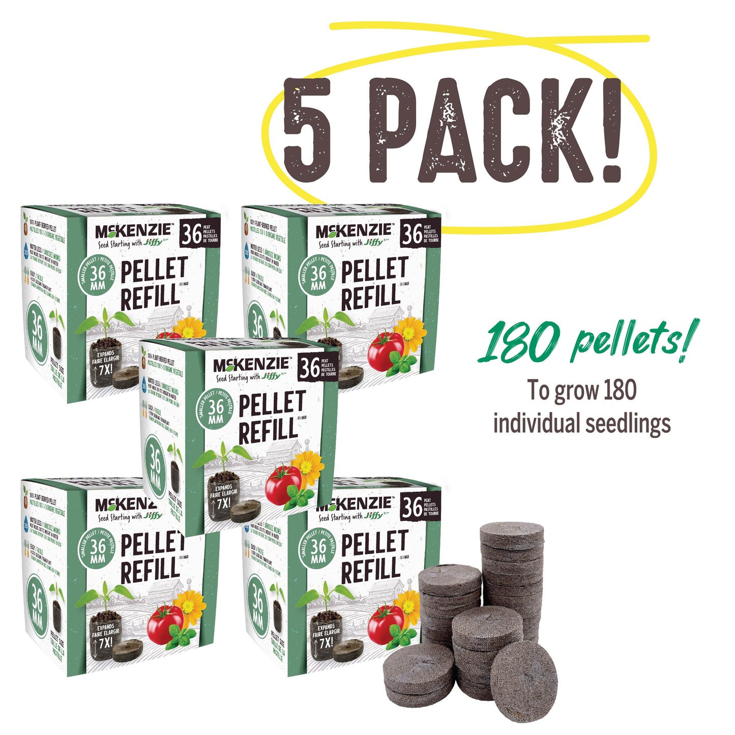 Jiffy Seed Starting 36mm Peat Pellets Refills (36 Pack)