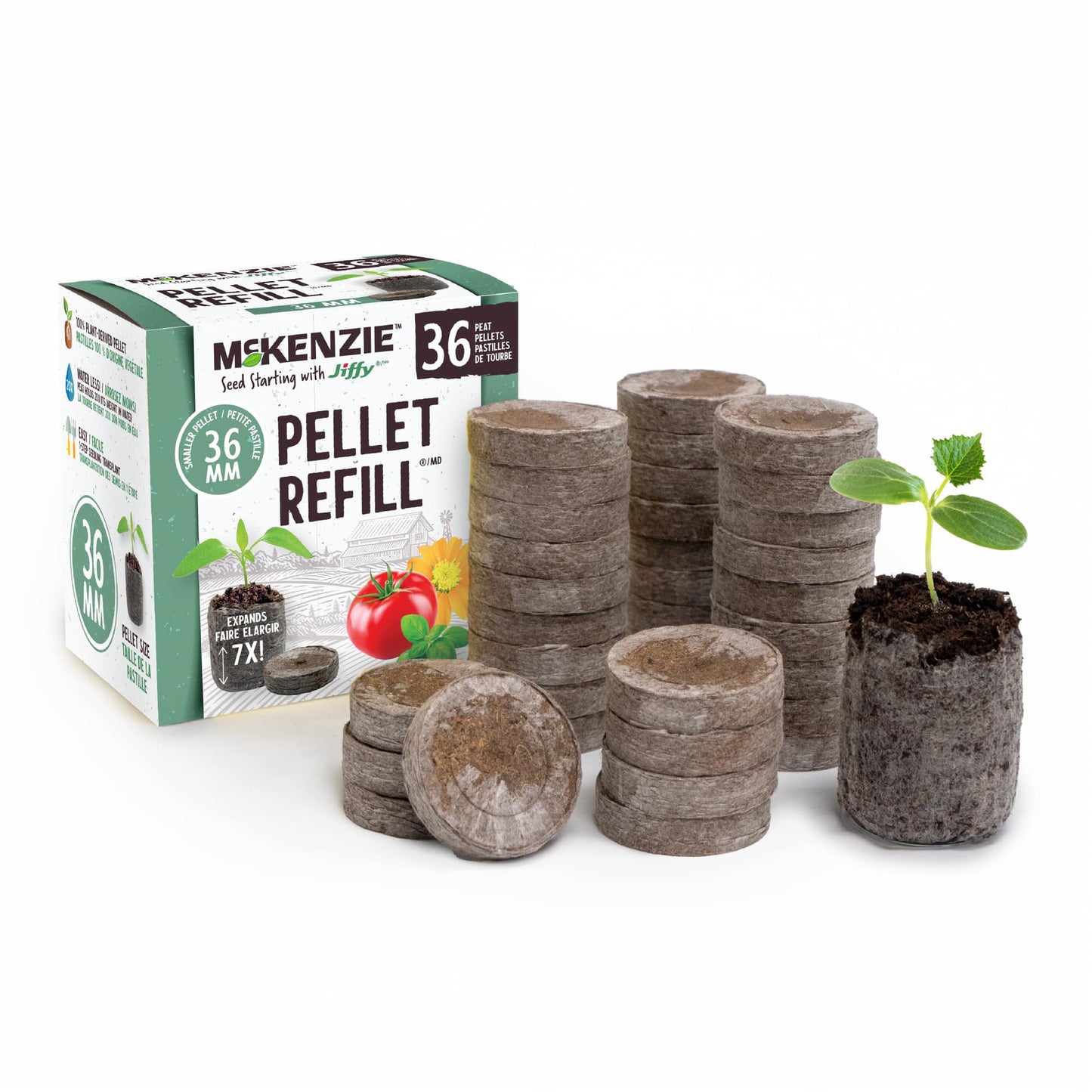 Jiffy Seed Starting 36mm Peat Pellets Refills (36 Pack)