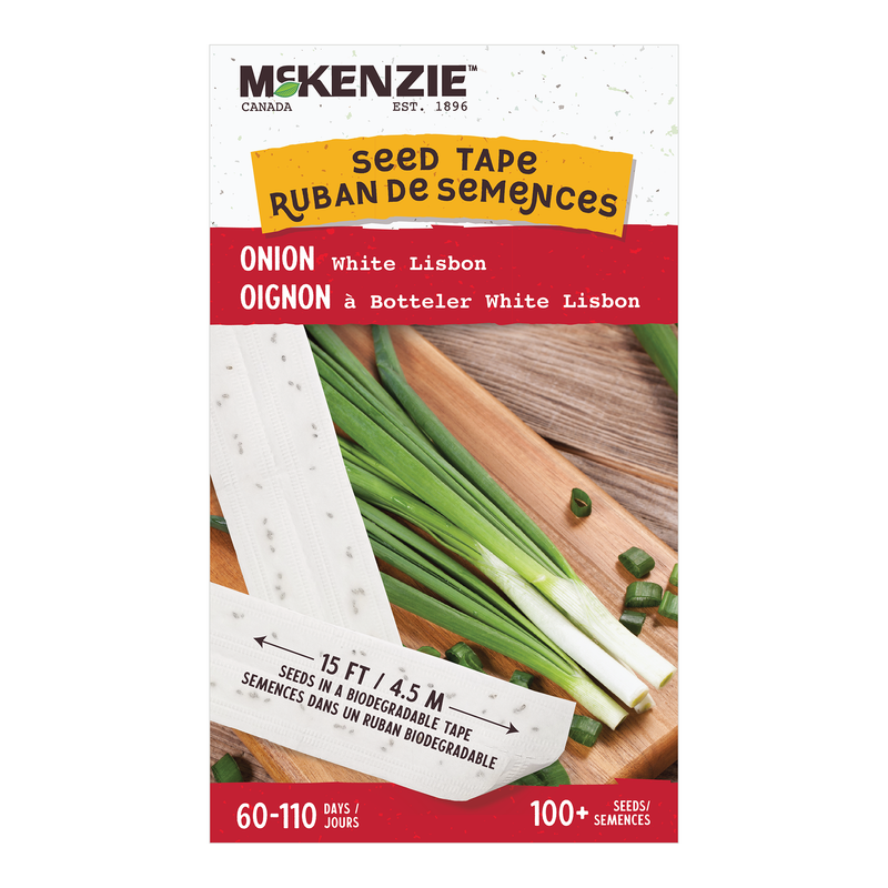 Onion Seed Tape, White Lisbon Bunching McKenzie Seeds
