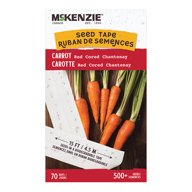 Carrot Seed Tape, Red Cored Chantenay McKenzie Seeds