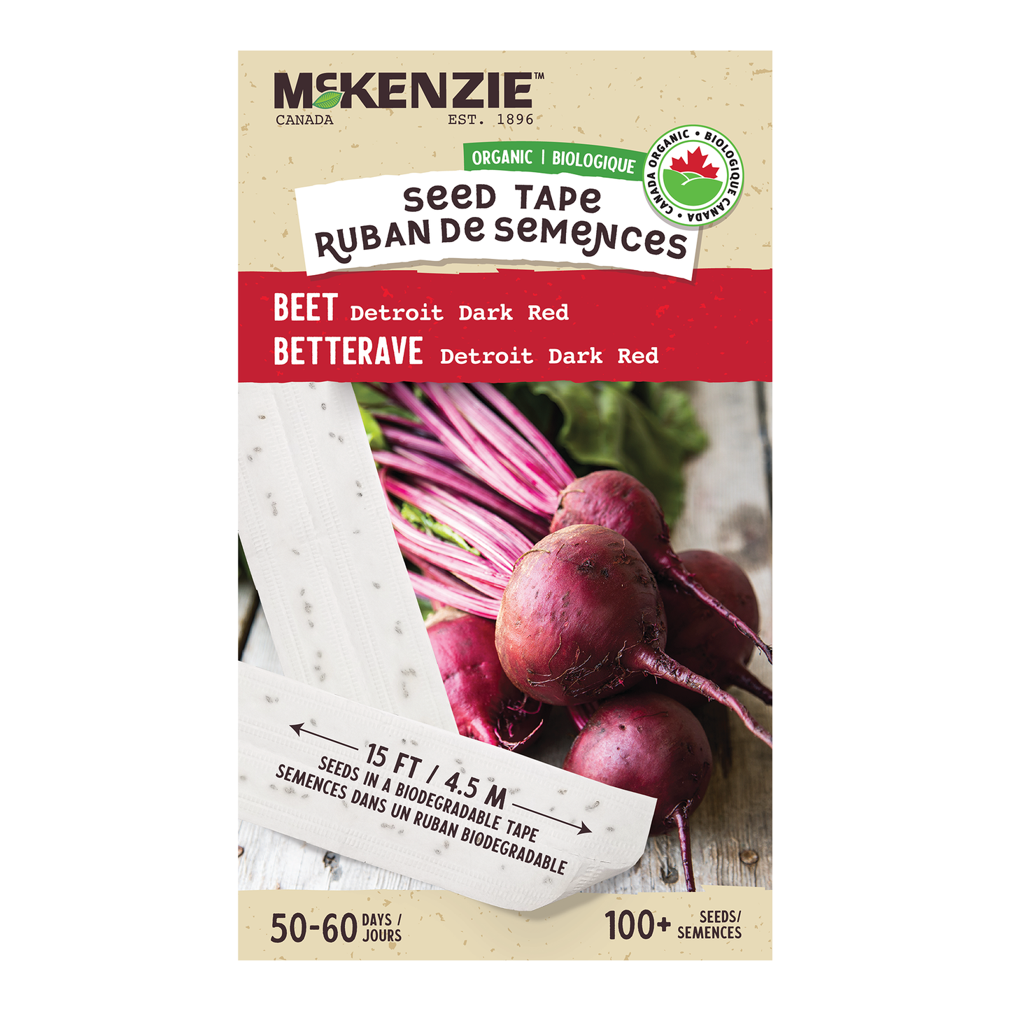 Beet, Detroit Dark Red Organic Seed Tape
