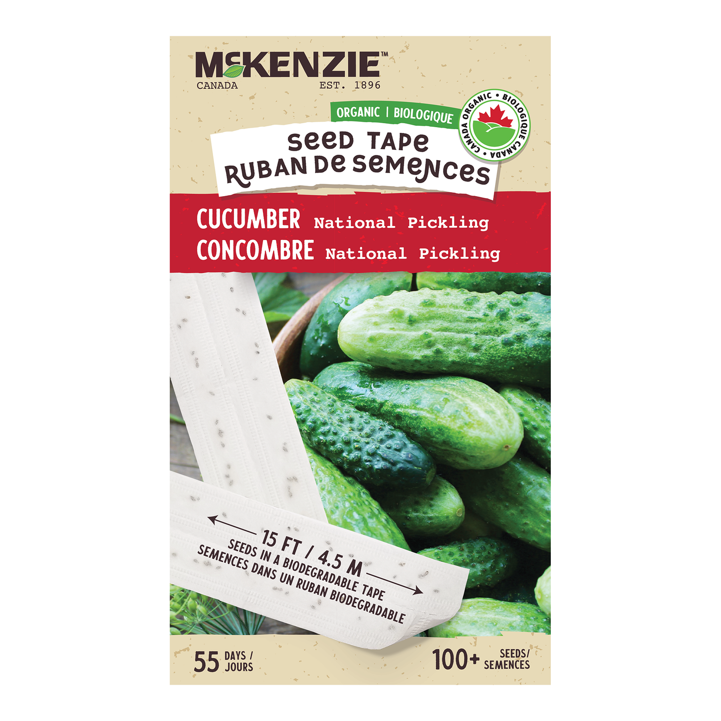 Cucumber, National Pickling Organic Seed Tape