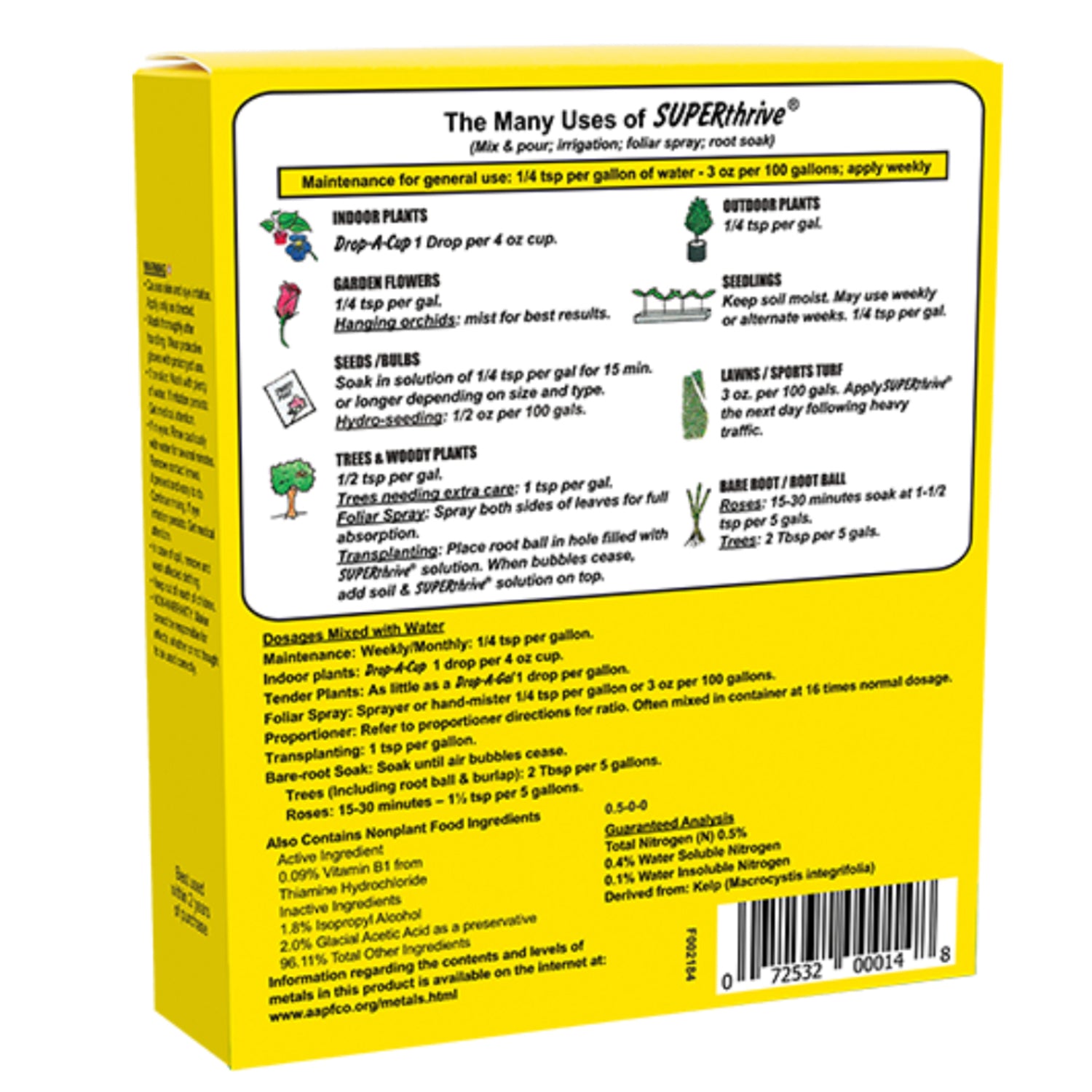A bottle of SUPERthrive plant vitamin solution with kelp, 4 ounces, with label and instructions.