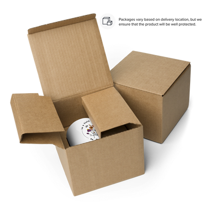 Brown cardboard box with a white product inside on a white background