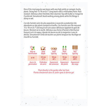 Seed packet with gardening instructions and plant information on a white background