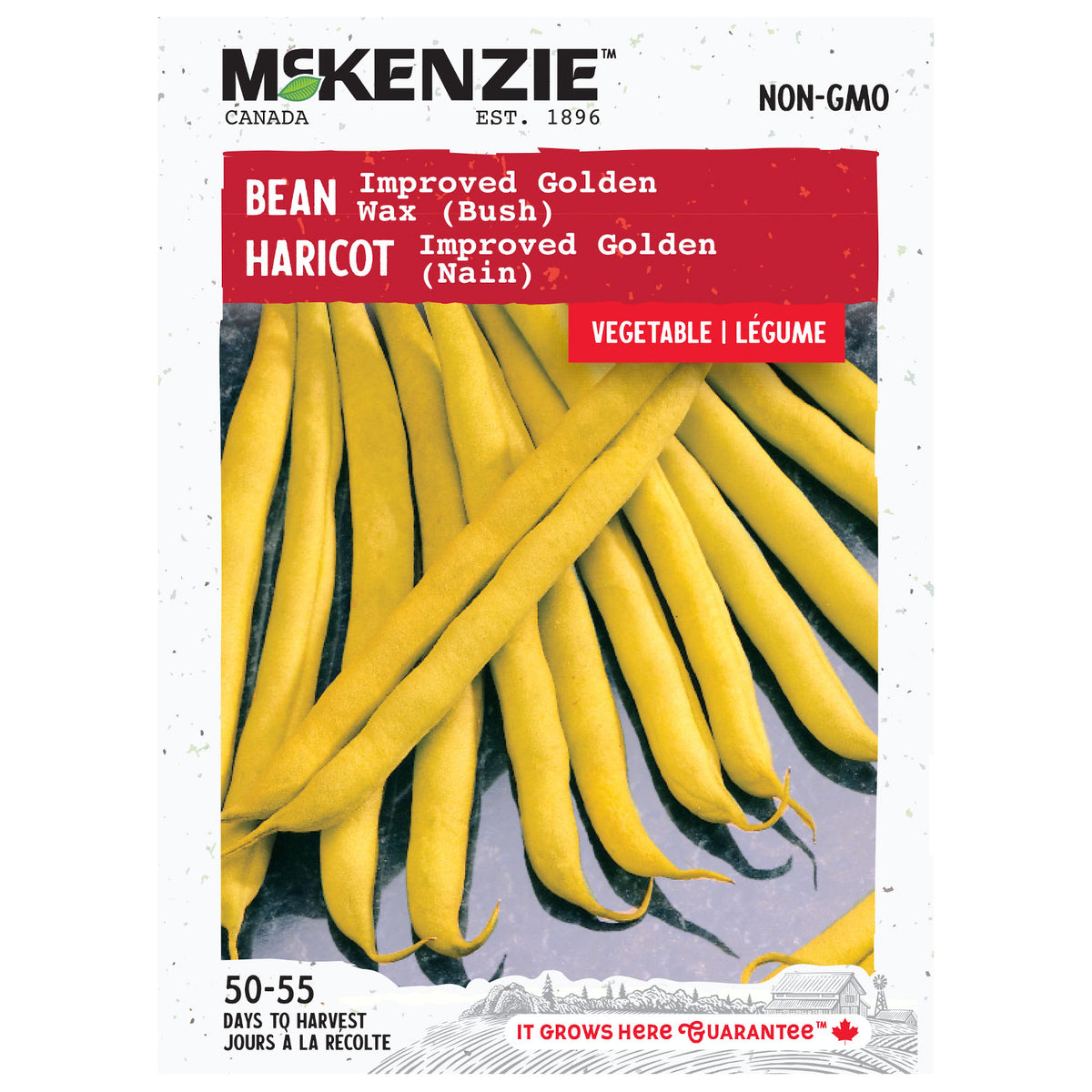 Mckenzie brand seed packet for Improved Golden Wax Beans on a white background