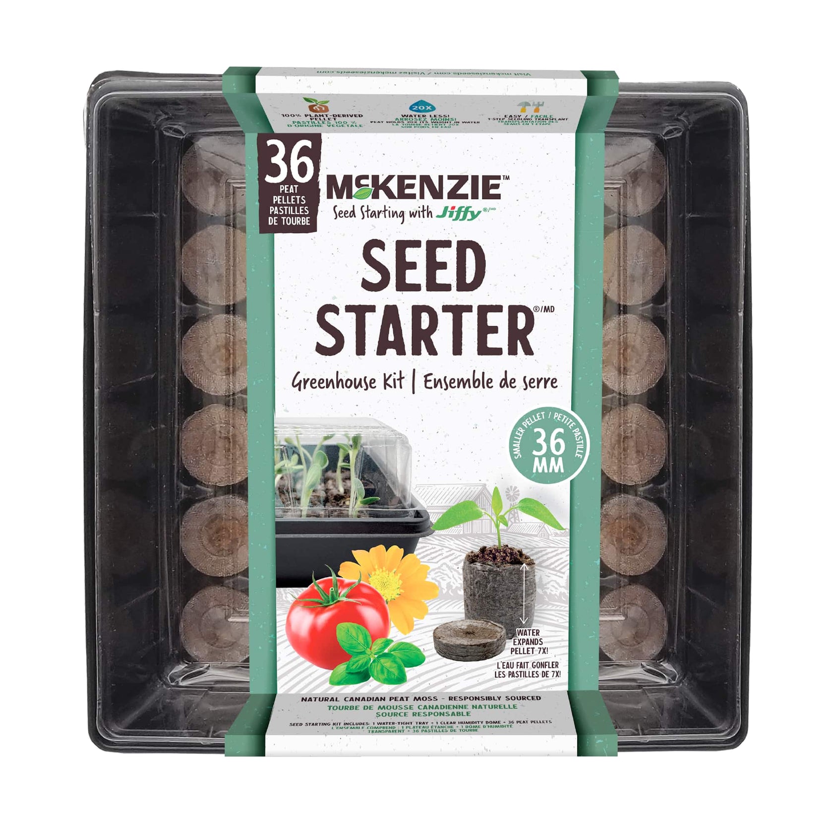 Jiffy Seed Starting Kit 36 Cell with 36mm Peat Pellets McKenzie Seeds
