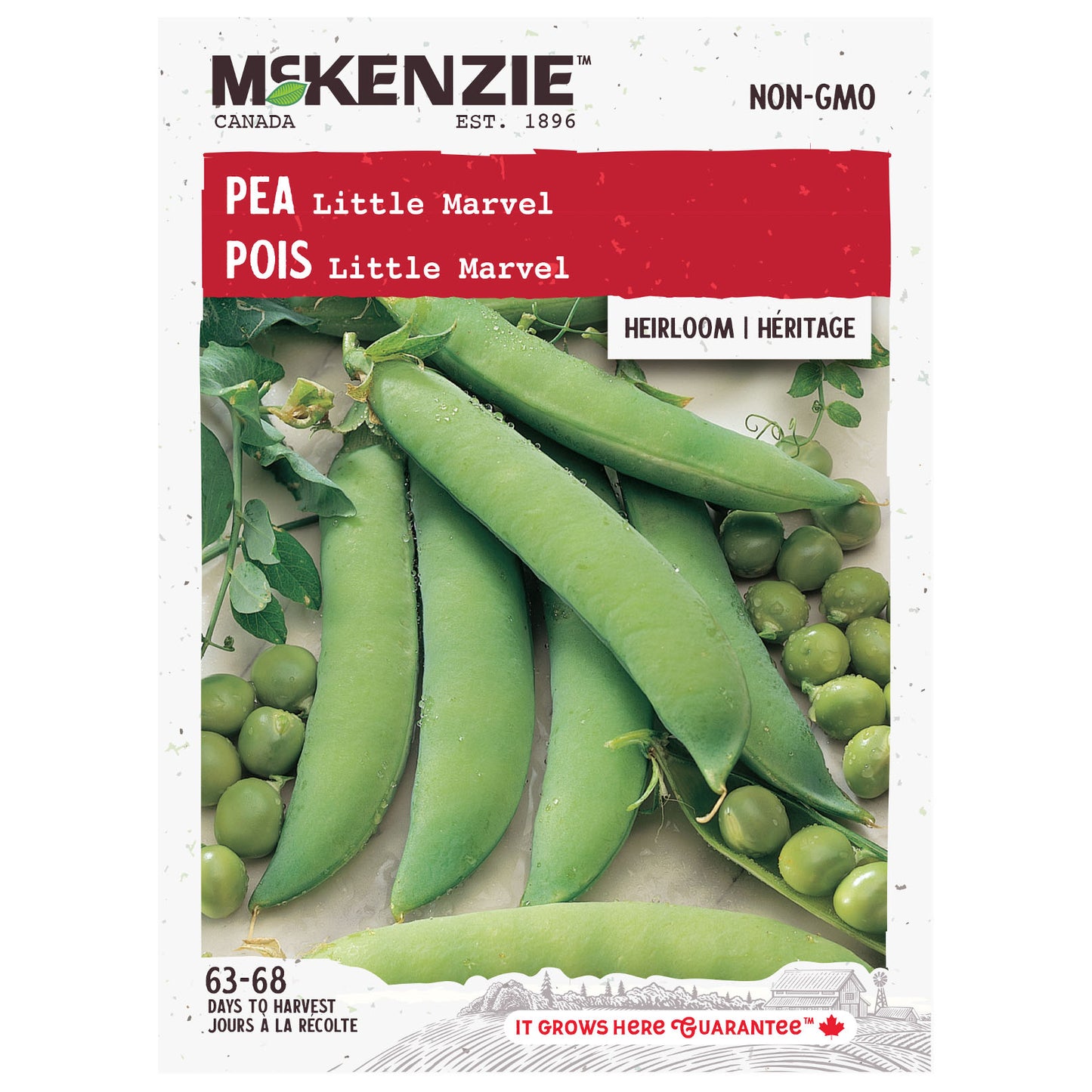 Mckenzie pea seed packet with green peas and brand logo