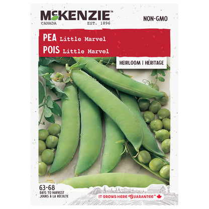 Mckenzie pea seed packet with green peas and brand logo