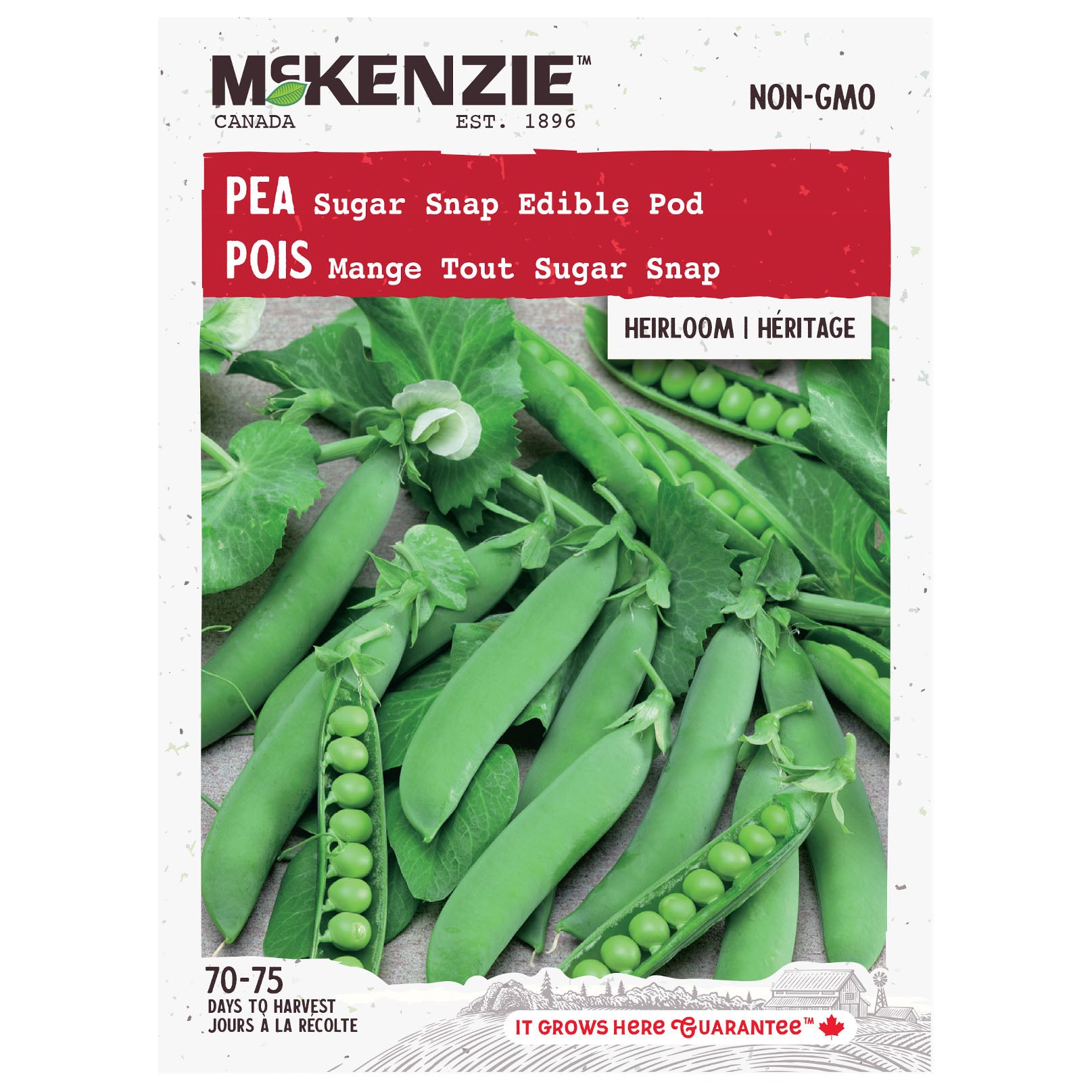 Mckenzie pea seed packet with green peas and brand logo