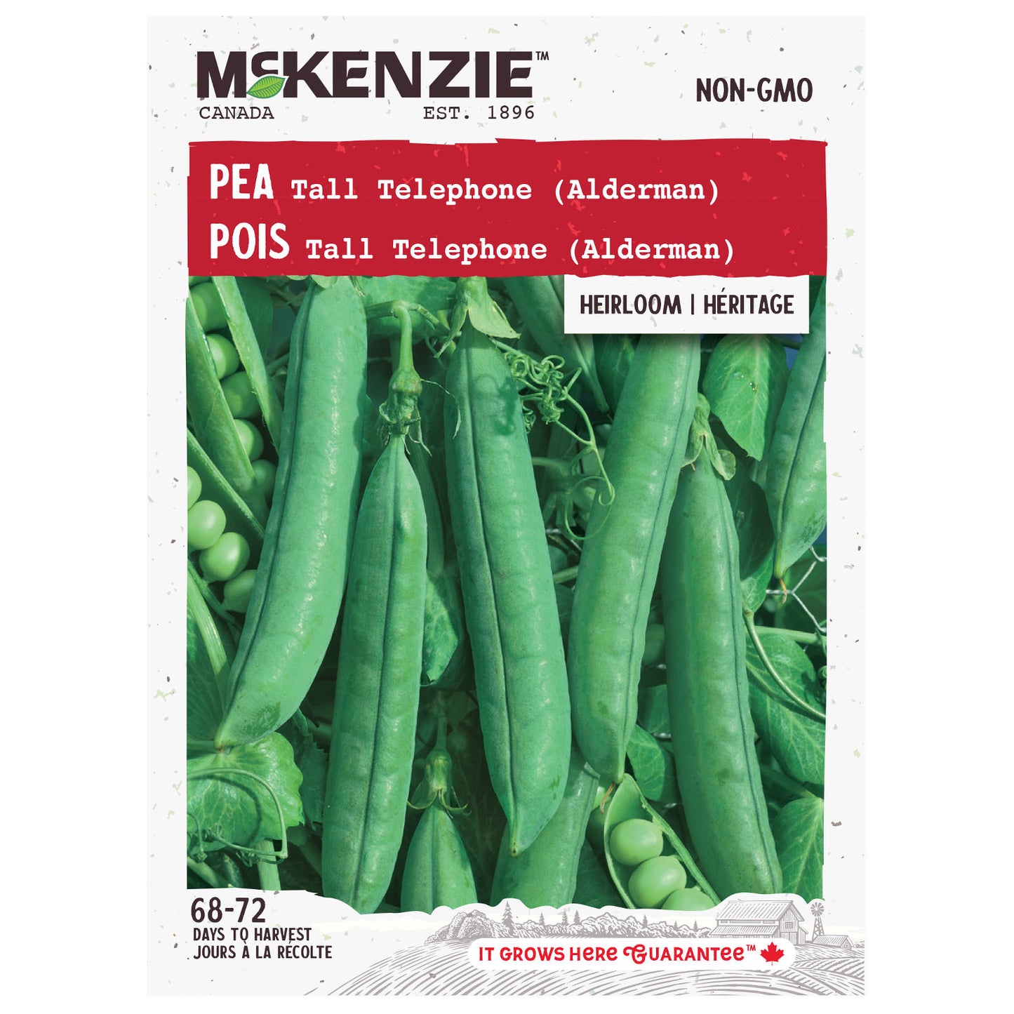 Mckenzie pea seed packet with green peas and brand logo