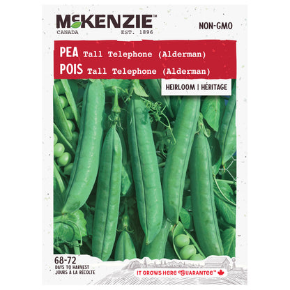 Mckenzie pea seed packet with green peas and brand logo