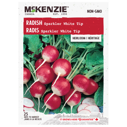Mckenzie brand radish seed packet with red radishes on a white background