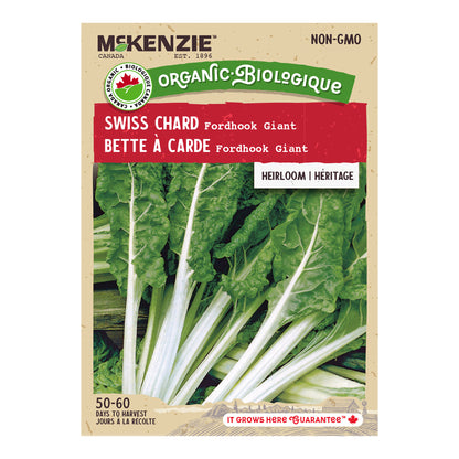 McKenzie Organic Swiss Chard seed packet on a beige background