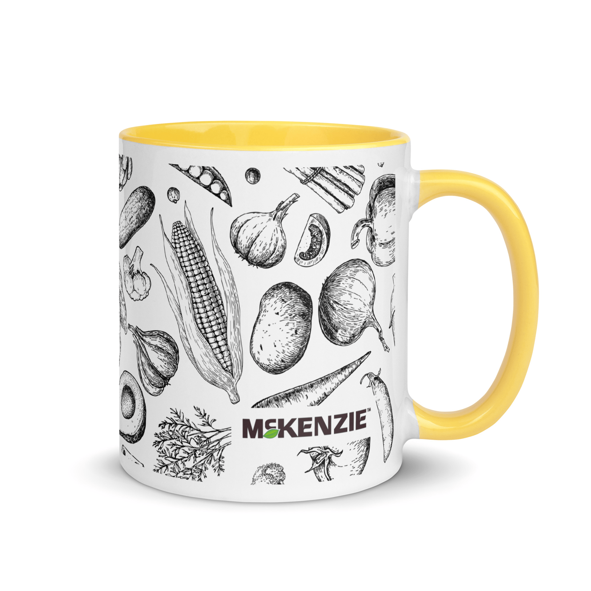 Yellow Allover Veggies Ceramic Mug Gif