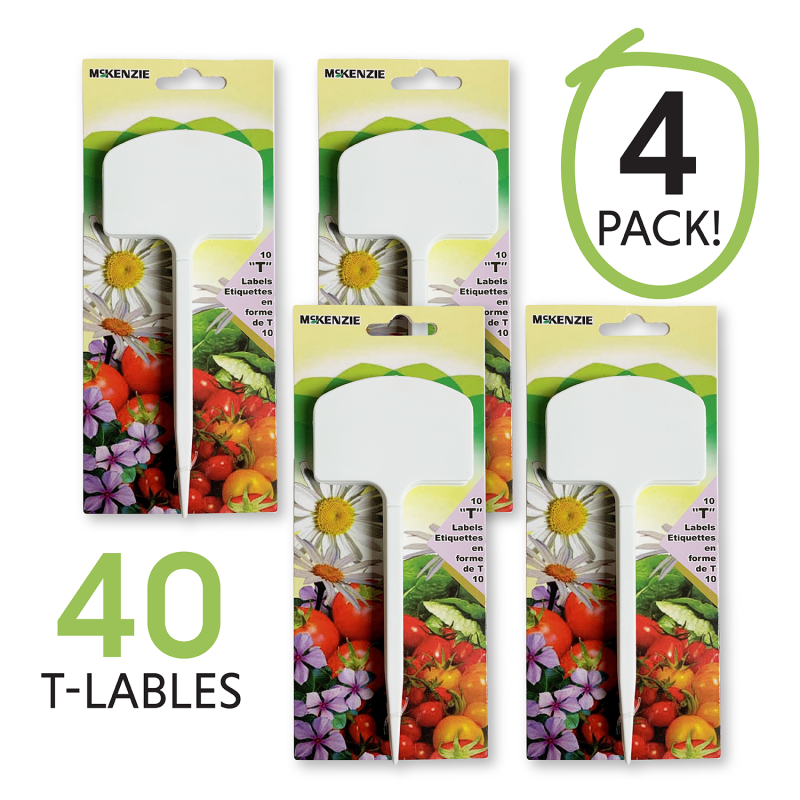 McKenzie Seeds Reusable T-Shape Label Plant Markers - Pack of 4 packages