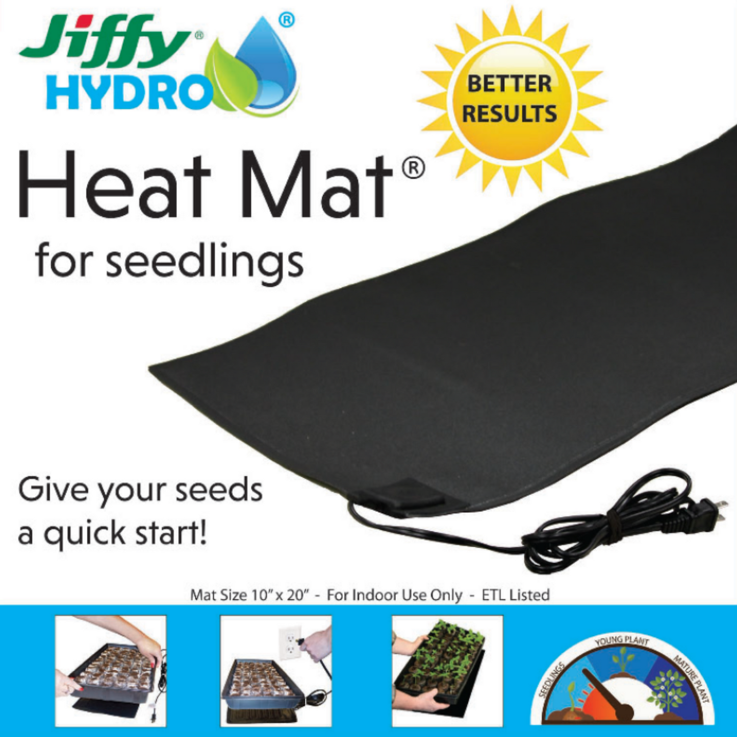 Jiffy Seed Germination Heat Mat for Indoor Gardening