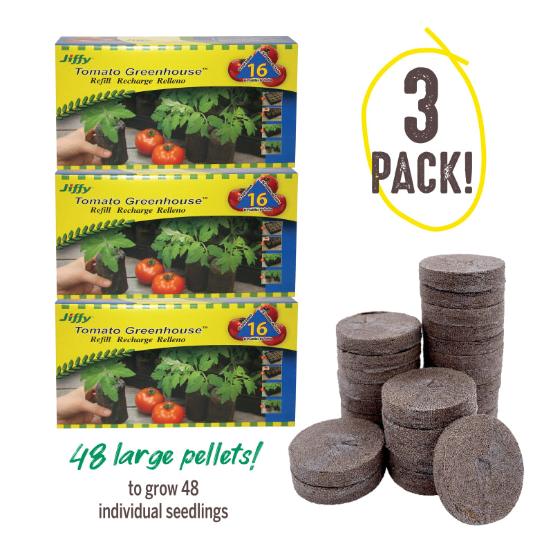 Jiffy 50mm Peat Pellet Refill Pack, 16 Pellets - Pack of 3 boxes