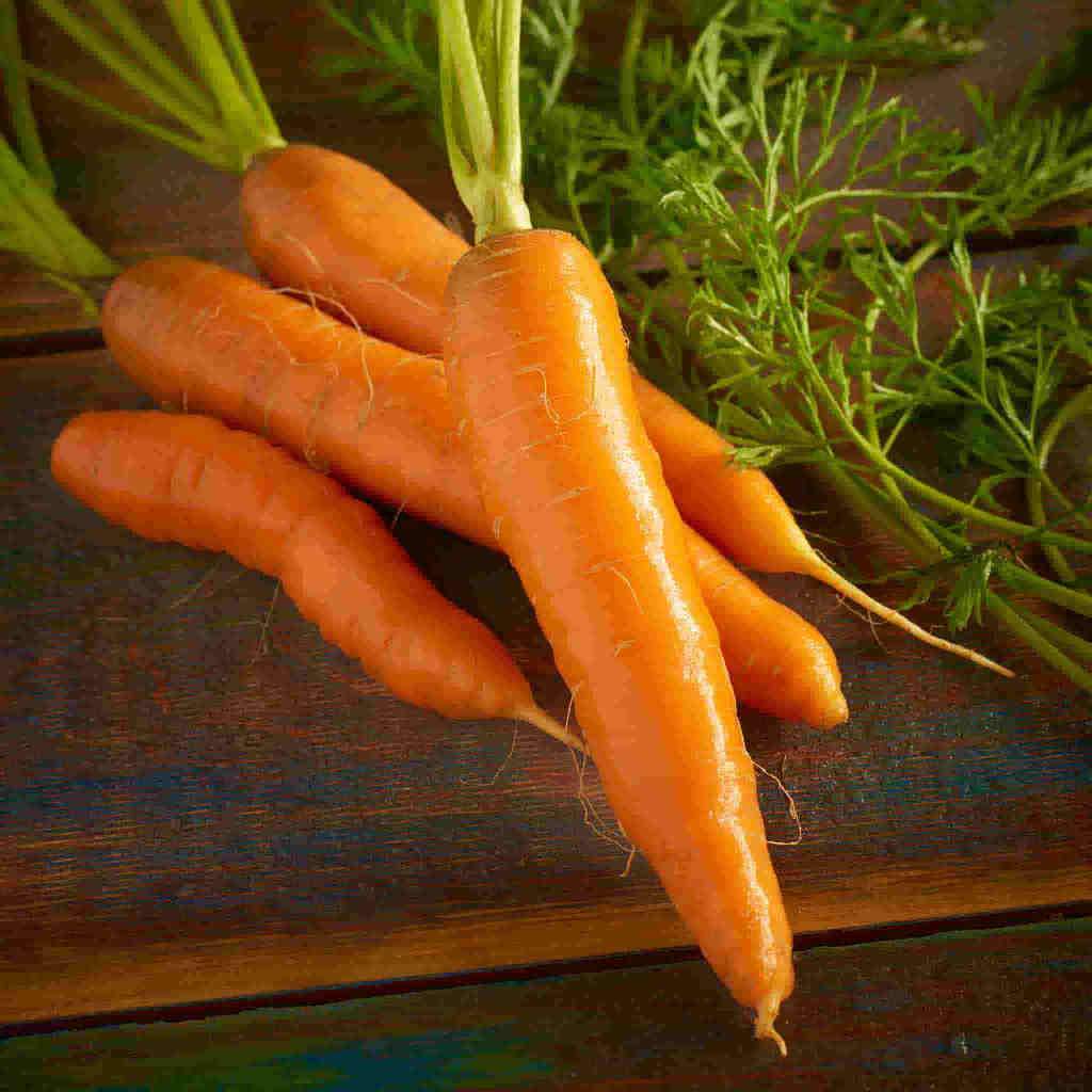 A bright golden orange McKenzie Seeds Carrot Red Cored Chantenay Vegetable
