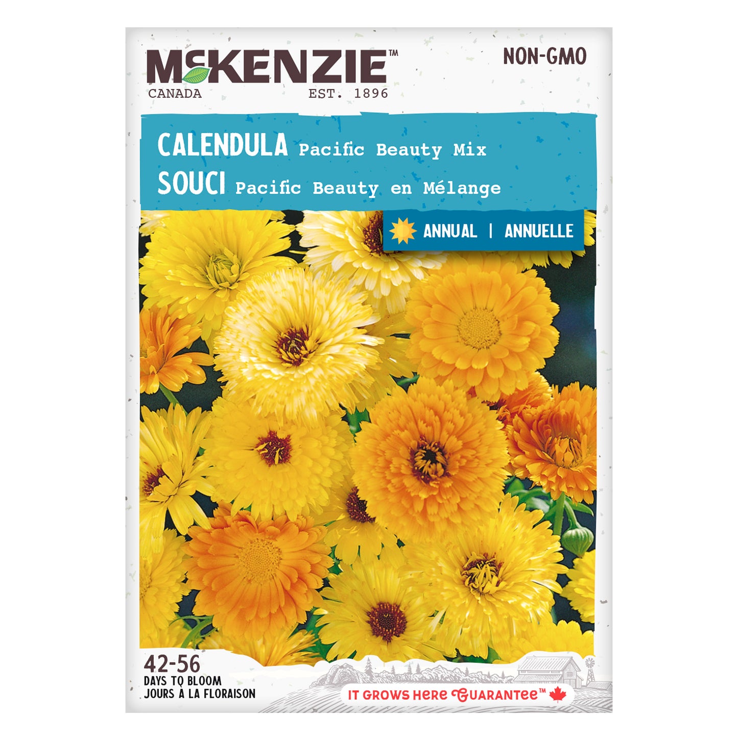 Front packaging of McKenzie Seeds Calendula Pacific Beauty Mix