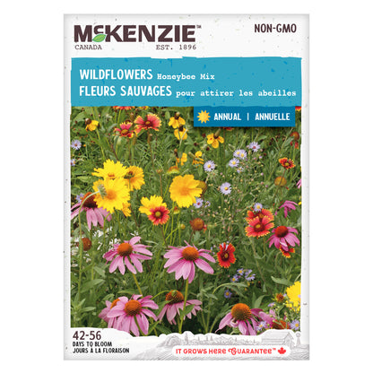Mckenzie wildflower seed packet with colorful wildflowers on a white background
