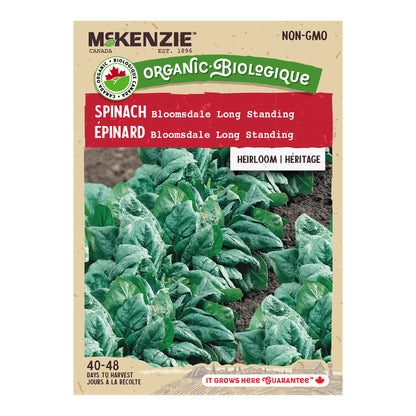 Organic Spinach Seeds, Long Standing Bloomsdale
