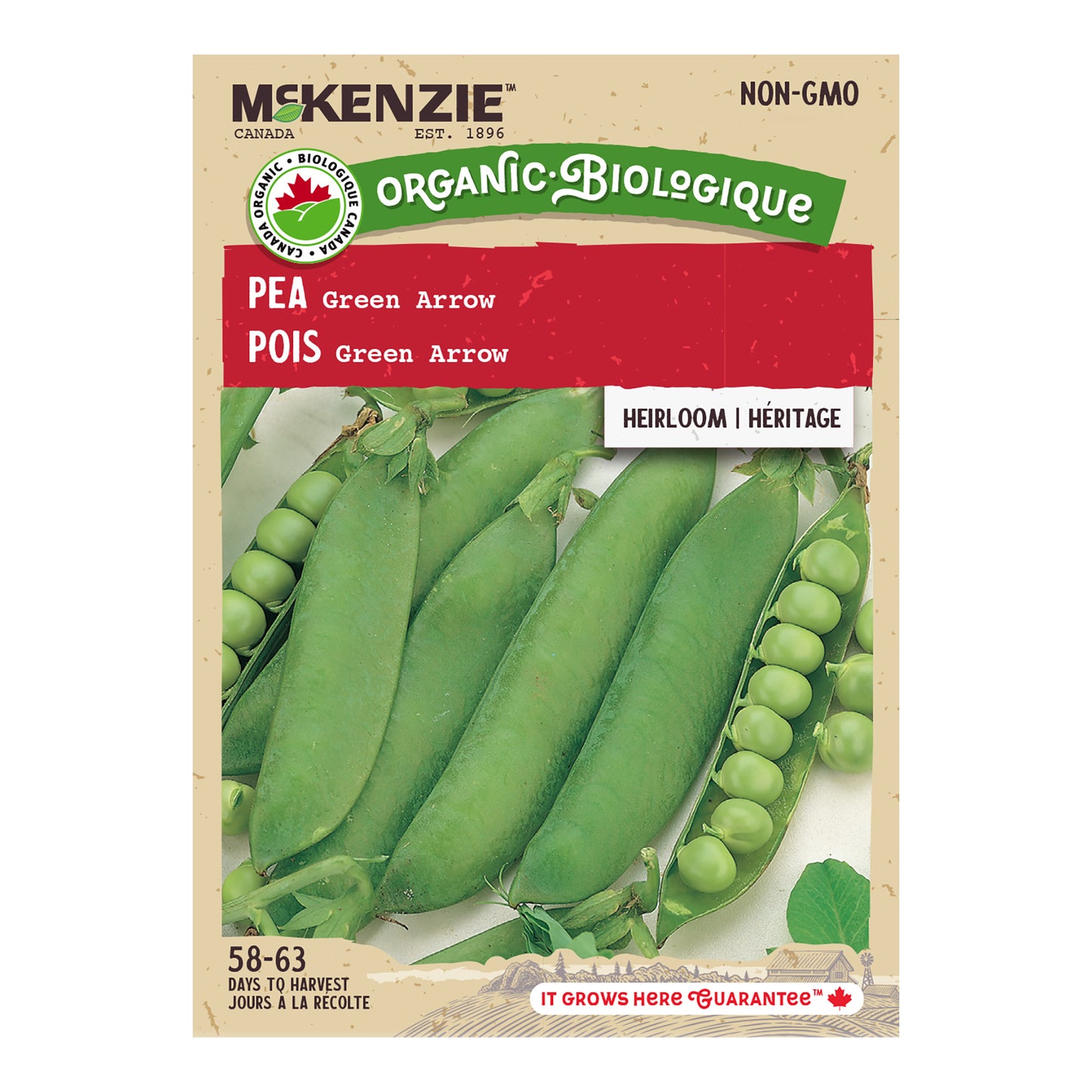 Organic Pea Seeds, Green Arrow