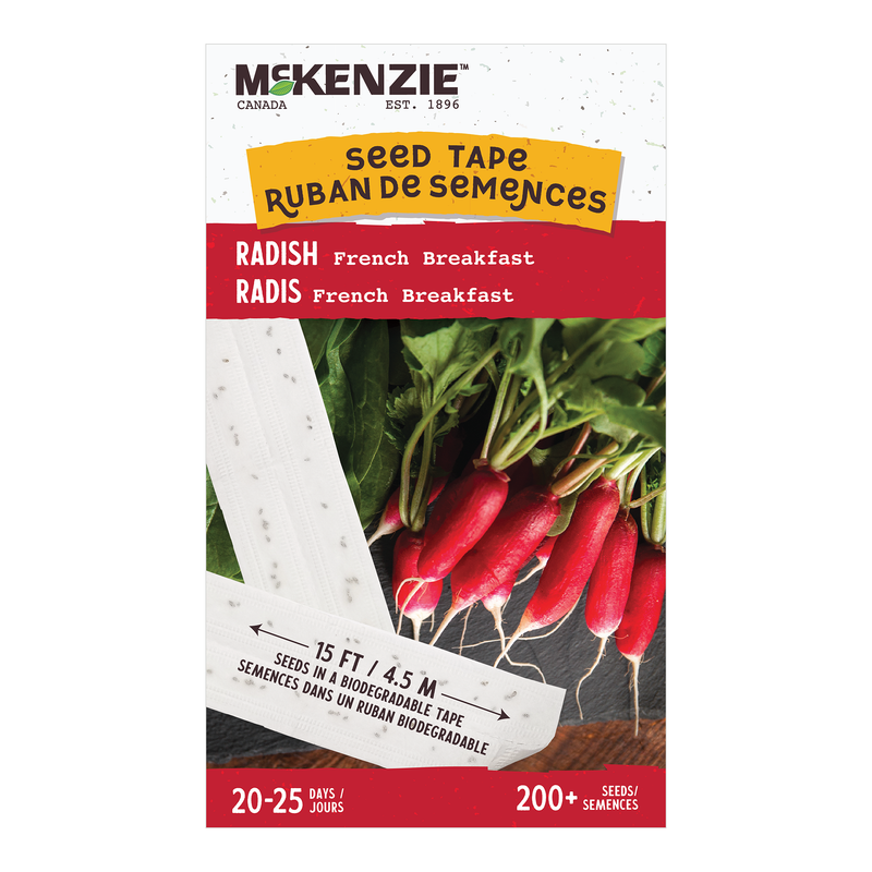 Radish Seed Tape, French Breakfast McKenzie Seeds