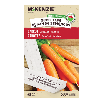 Organic Carrot Seed Tape, Scarlet Nantes