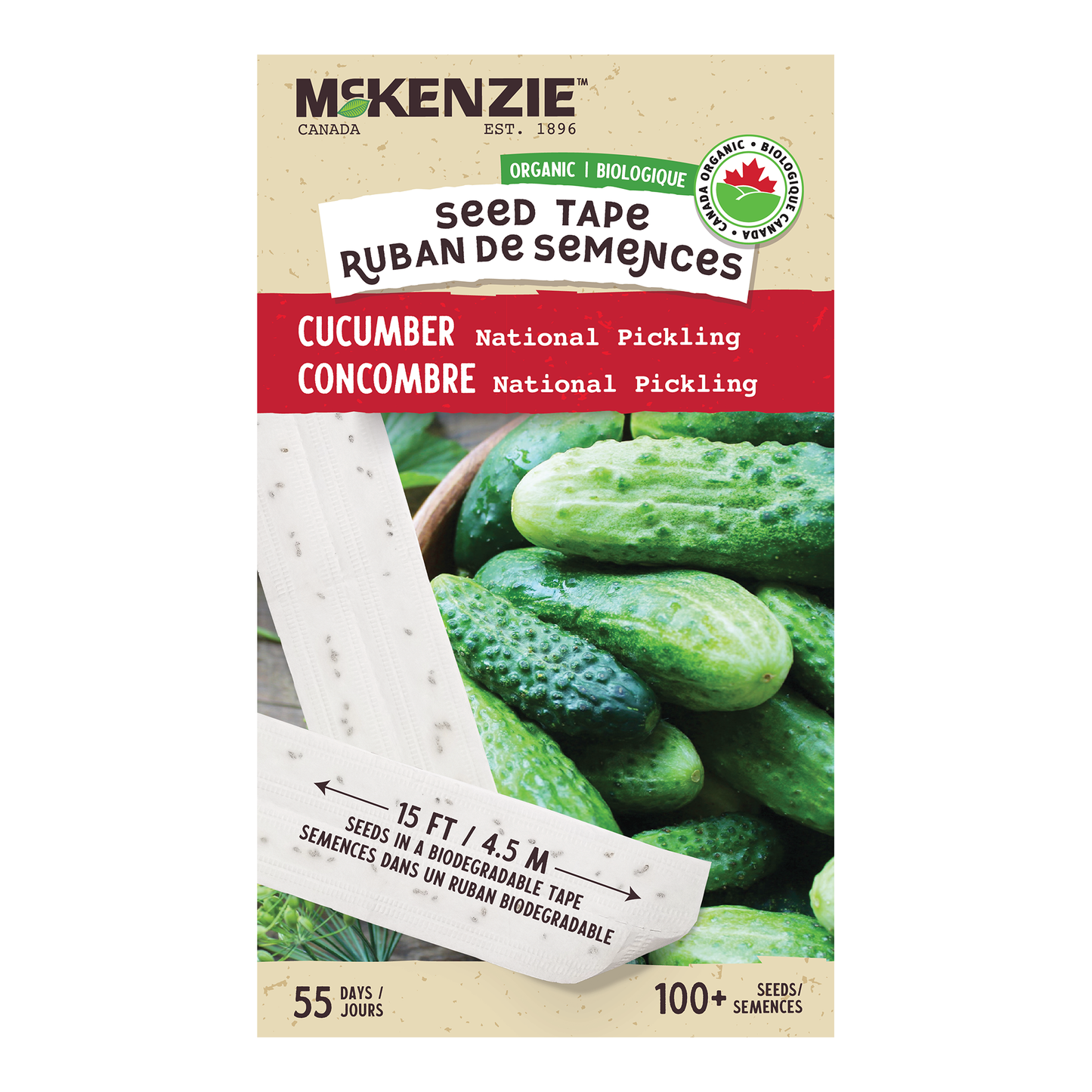 Organic Cucumber Seed Tape, National Pickling